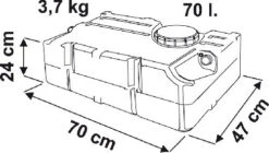 Fiamma 70 Litre Caravan Motorhome On Board Water Tank -Equip Van Store 70L dims 39101.1380208146