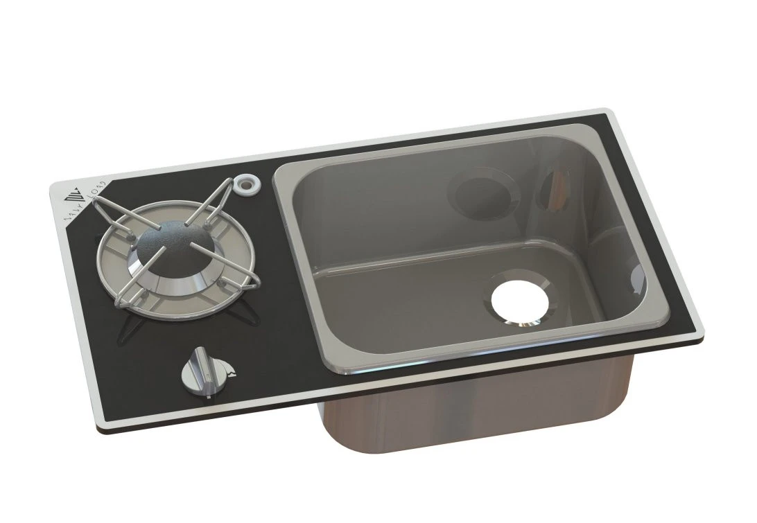 Navy Load Glass Built-In Single Burner Hob And Sink NL.20014 1 Navy Load Glass Built-In Single Burner Hob And Sink NL.20014