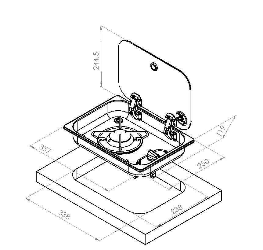 Navy Load NL.21000 Single Burner Hob With Glass Cover 2 Navy Load NL.21000 Single Burner Hob With Glass Cover - Image 2