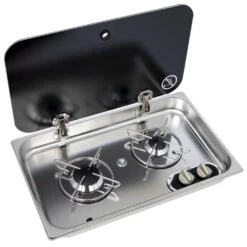 Navy Load Built In Stainless Steel Double Burner Hob With Glass Lid NL.21002