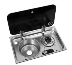Navy Load Stainless Steel Single Hob With Left Hand Sink And Glass Lid NL.24001