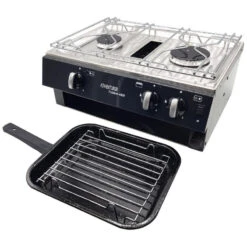 Tasman 4500 2 Burner Hotplate Boat And Caravan Hob And Grill -Equip Van Store Tasman Campervan Grill HobTP4500 BK 2 70336.1675337663