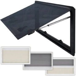 Adventurer Campervan Top Hinge Window With Blind And Fly Screen - Flush Acrylic Glass