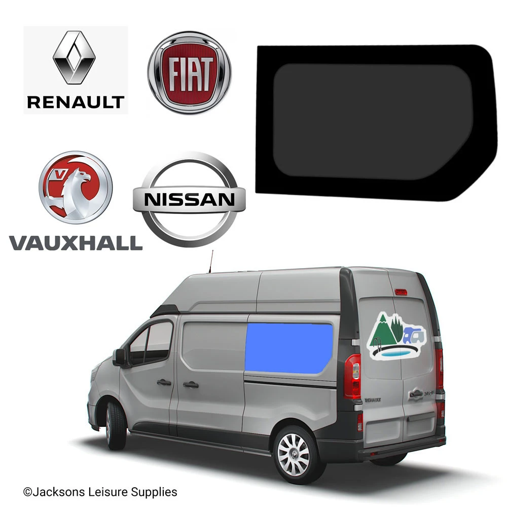 Renault Trafic Vauxhall Vivaro LWB Glass Campervan Window - UK Passenger Side Rear 1 Renault Trafic Vauxhall Vivaro LWB Glass Campervan Window - UK Passenger Side Rear